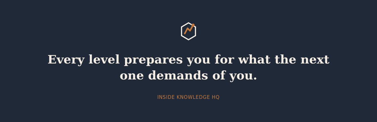 Quote graphic reading: Every level prepares you for what the next one demands of you.